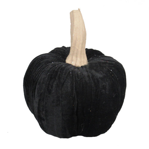 Halloween Black Velvet Pumpkin 9.5 Large, For Holiday Halloween Decor