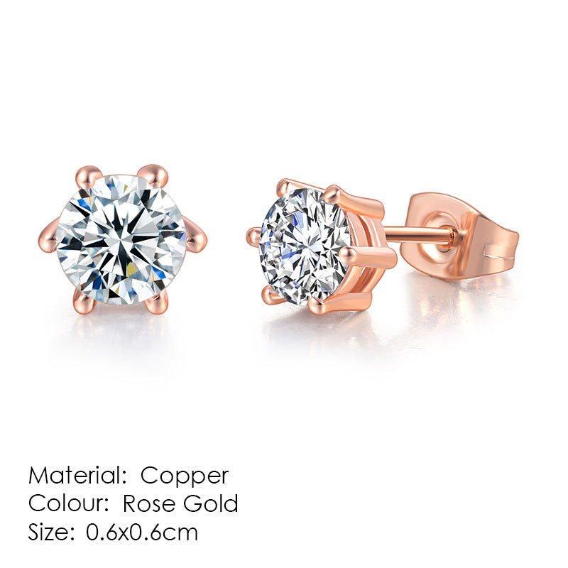 Zircon Classic Hot Selling Product Geometric Stud Earrings Fashion All-match Single Diamond