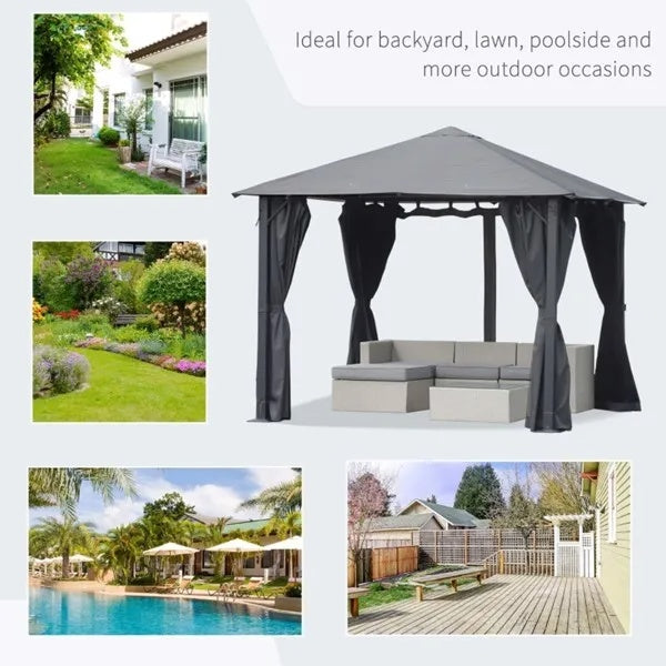 Patio Gazebo 10ft X 10ft Patio Gazebo-Black-AS