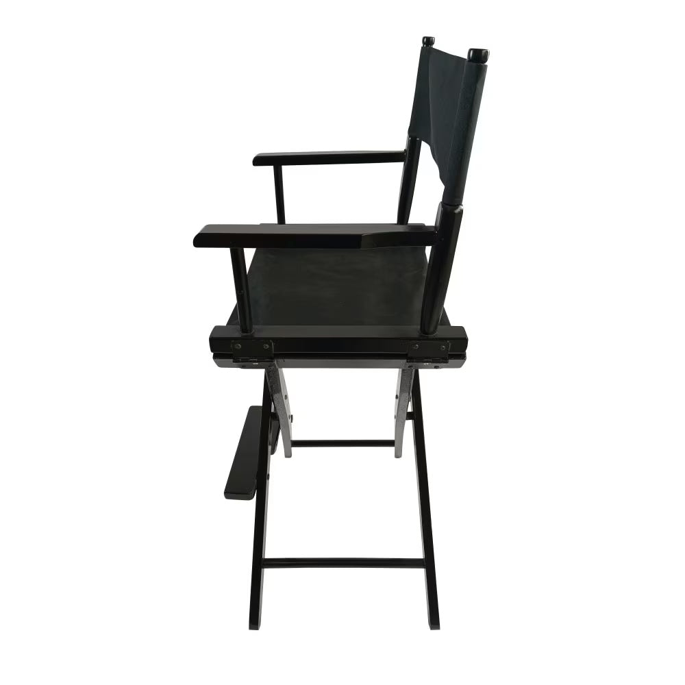 Foldable Outdoor Casual Home Director's Chair, Black Frame Black Canvas, Suitable For Adults, Foldable Style, 2pcs Set Populus