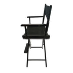 Foldable Outdoor Casual Home Director's Chair, Black Frame Black Canvas, Suitable For Adults, Foldable Style, 2pcs Set Populus