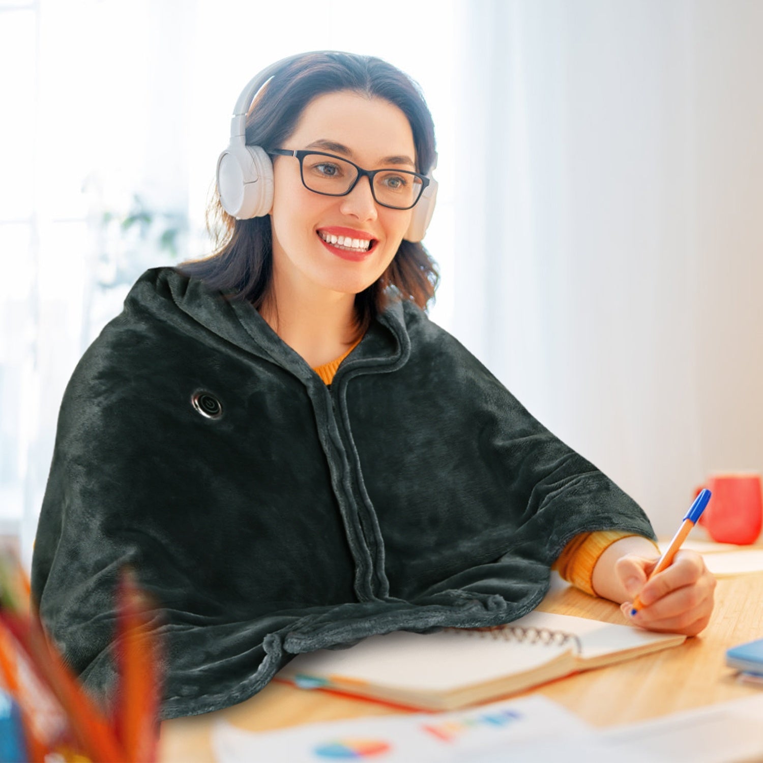 Big Saving 1Pc  59x31in USB Heated Blanket Electric Heated Blanket Heated Poncho Shawl Wrap Throw With Zipper Washable For Home Office No Power Bank Compatible With CJCD2415461