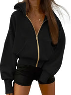 New Women's Jacket, Zipper Closure, Hooded Collar, Essential Women's Coat For Autumn And Winter