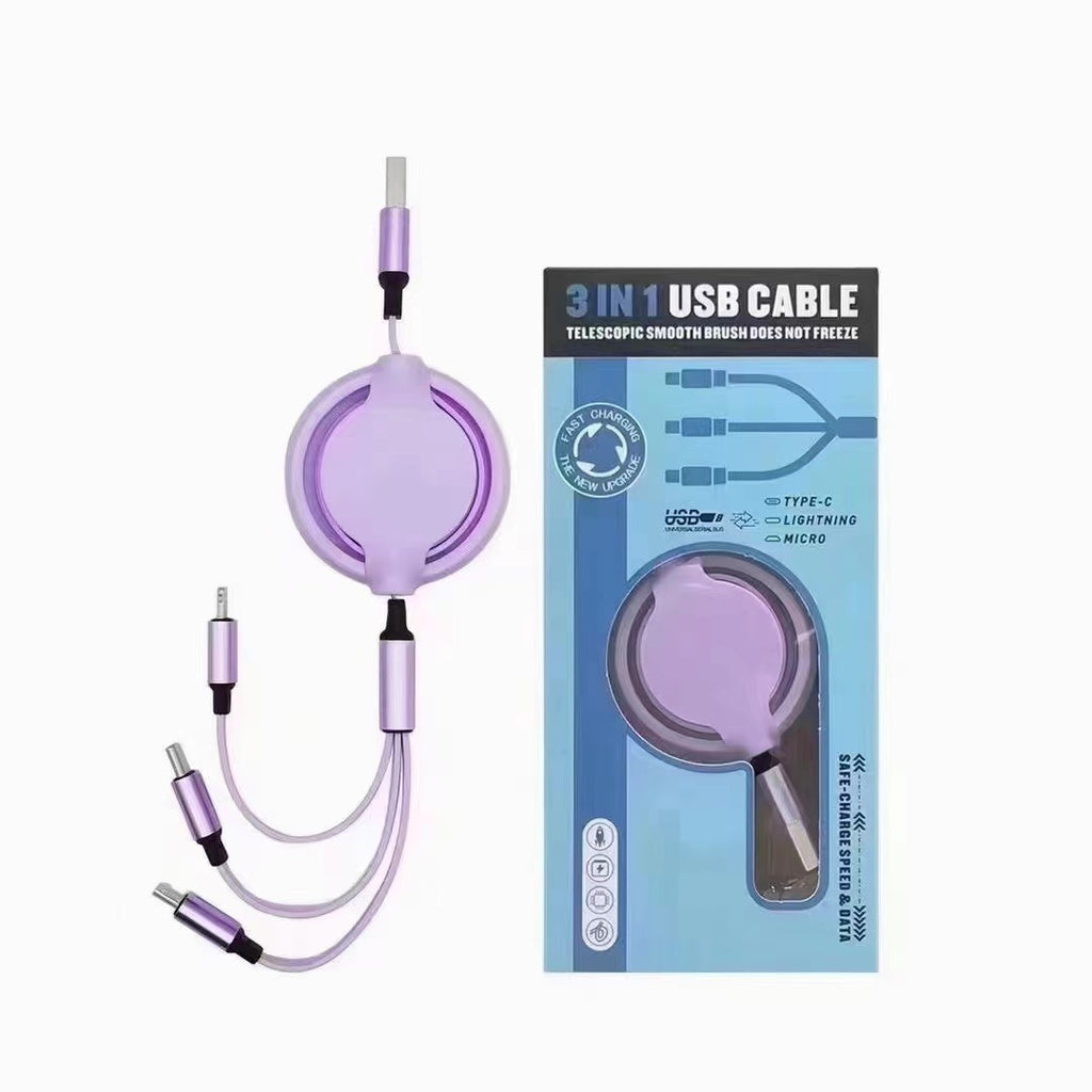 Mobile Phone Data Cable, Three-in-one Mobile Phone Data Cable, Free Switching Of Interfaces, Multi-device Charging Is Super Convenient.