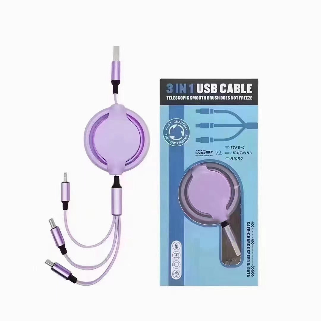 Mobile Phone Data Cable, Three-in-one Mobile Phone Data Cable, Free Switching Of Interfaces, Multi-device Charging Is Super Convenient.