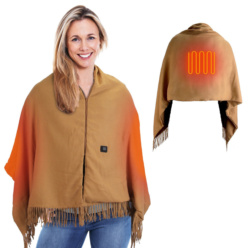 Big Savings 1Pc 79x24In USB Heated Shawl With Teasel Wearable Heating Blanket Electric Throw Wrap Indoor Outdoor With Zipper 3 Heating Levels Machine Washable For Outdoor Home Office
