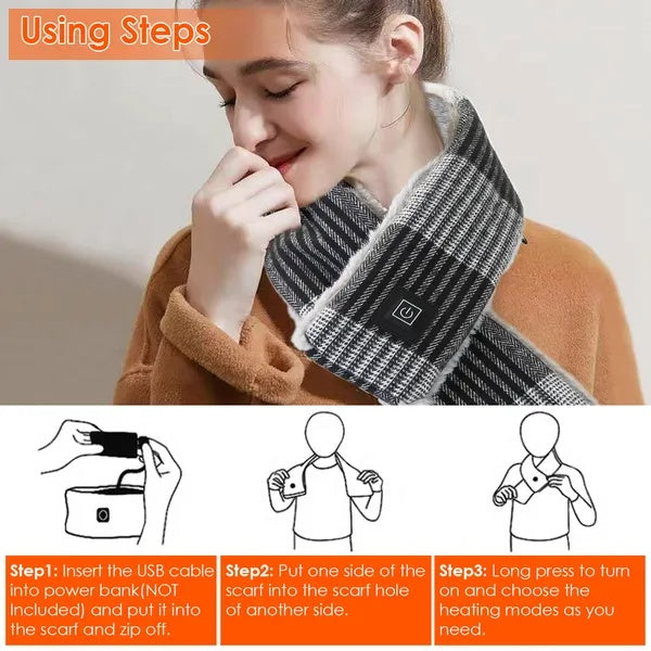 Unisex Electric Heated Scarf USB Heating Neck Wrap Unisex Winter Heated Neck Shawl