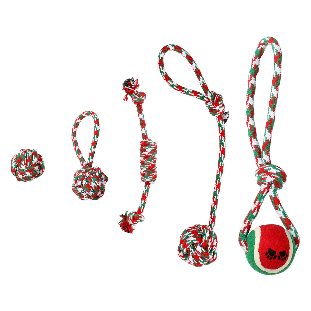 Christmas Dog Chew Rope - Set Of 5Pcs Toys Dog Interactive Toys Set For Puppy Small Medium Aggressive Chewers Dogs Training Teething Playing