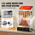 Commercial Hot Dog Steamer 2-Tier Electric Bun Warmer 39QT Slide Doors