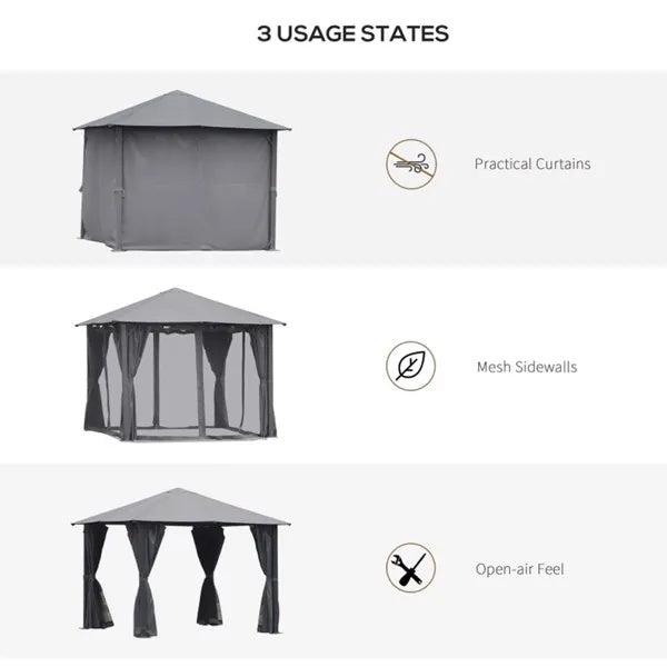 Patio Gazebo 10ft X 10ft Patio Gazebo-Black-AS