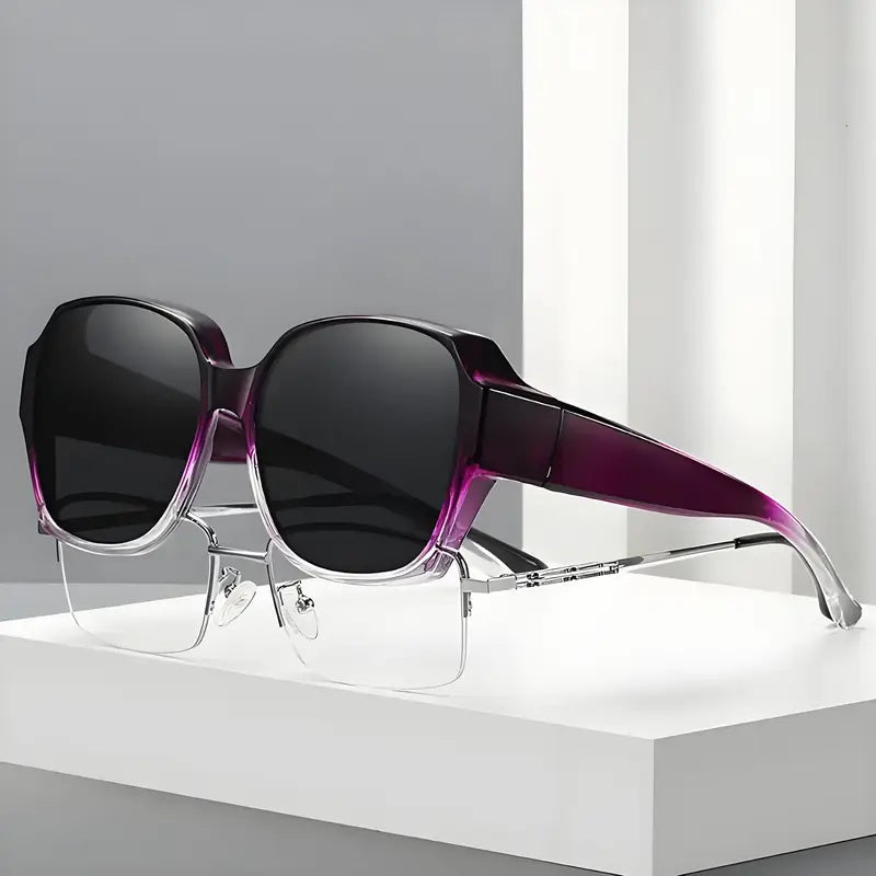 Big Savings Unisex Dual-Use Clip-On Fashion Glasses - Crystals, Stylish Rectangular Design, Unisex, Driving Accessories, Eyewear Accessories