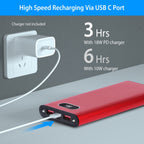 20000Mah Power Bank Green Red & Black Color Options -- 1Pc Portable Charger External Battery Pack 22.5W Super Fast Charging With LED Display Flashlight Fit For IOS Phone