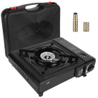 1Pc 3300W Portable Camping Stove Butane Canister Dual Fuel Burner Piezo Electric Ignition Single Burner With Automatic Tank Ejection Overpressure Cut Off Carry Case For Camping Hiking Picnic Fishing B
