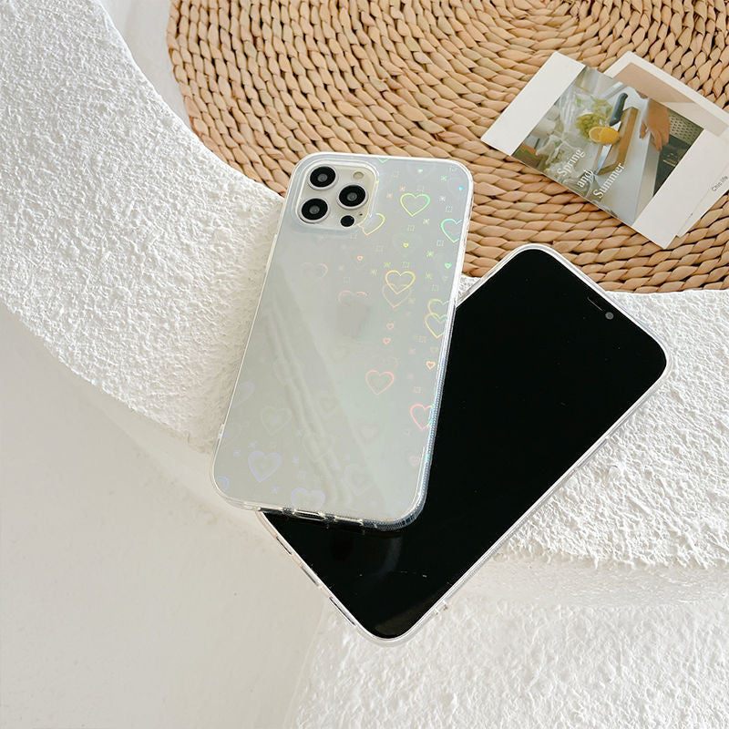 iPhone Laser Colorful Love For Double-sided Coated Silicone Phone Case