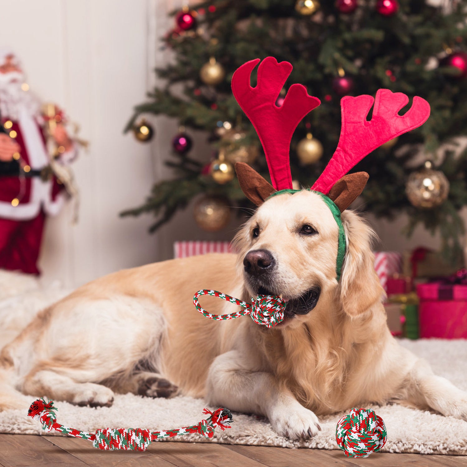 Christmas Dog Chew Rope - Set Of 5Pcs Toys Dog Interactive Toys Set For Puppy Small Medium Aggressive Chewers Dogs Training Teething Playing
