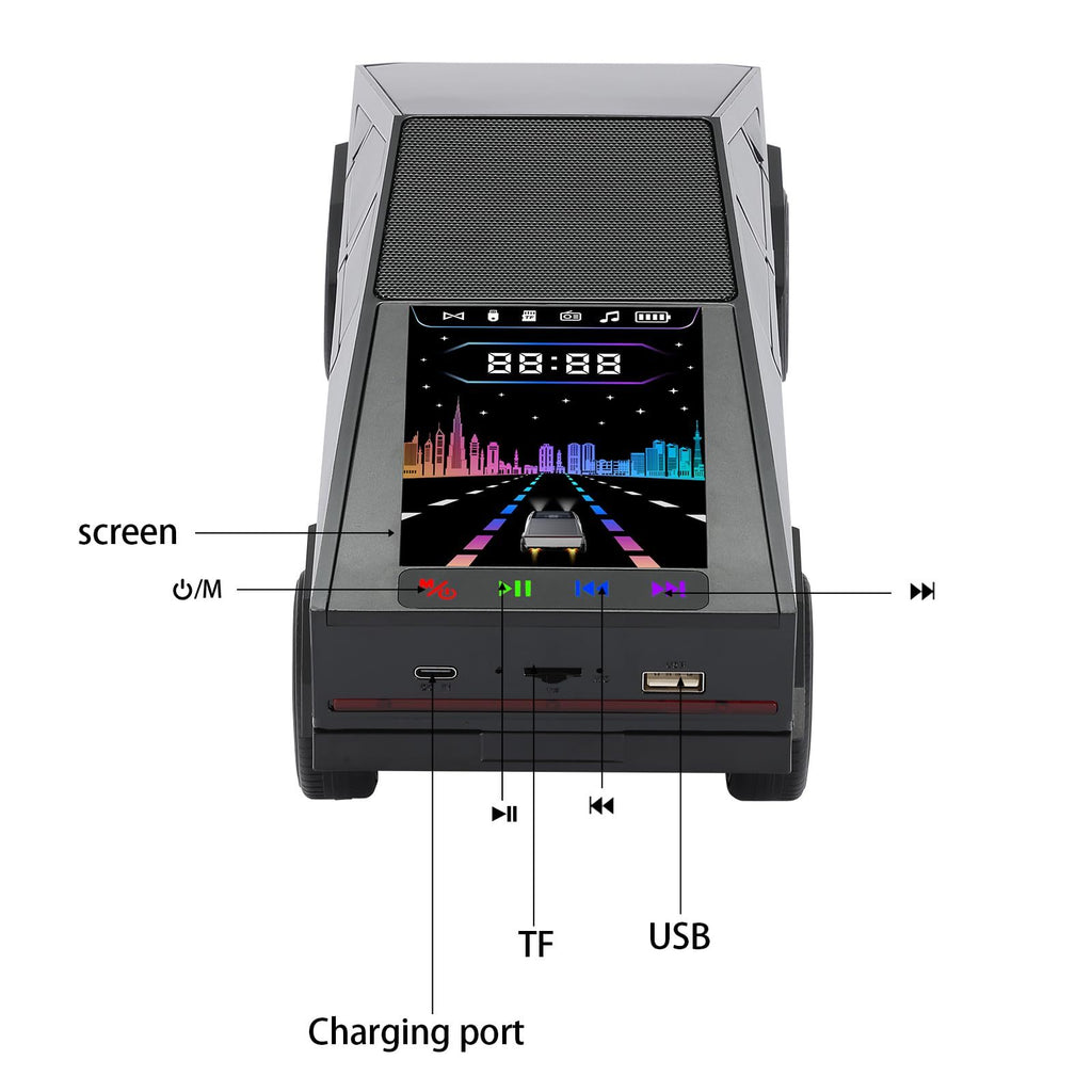 Portable Speaker With Display WS-580 Bluetooth Pickup Truck, High-definition Sound, TWS Pairing, FM Radio, Built-in Microphone For Hands-free Calls, A Surprising Gift For Car Enthusiasts