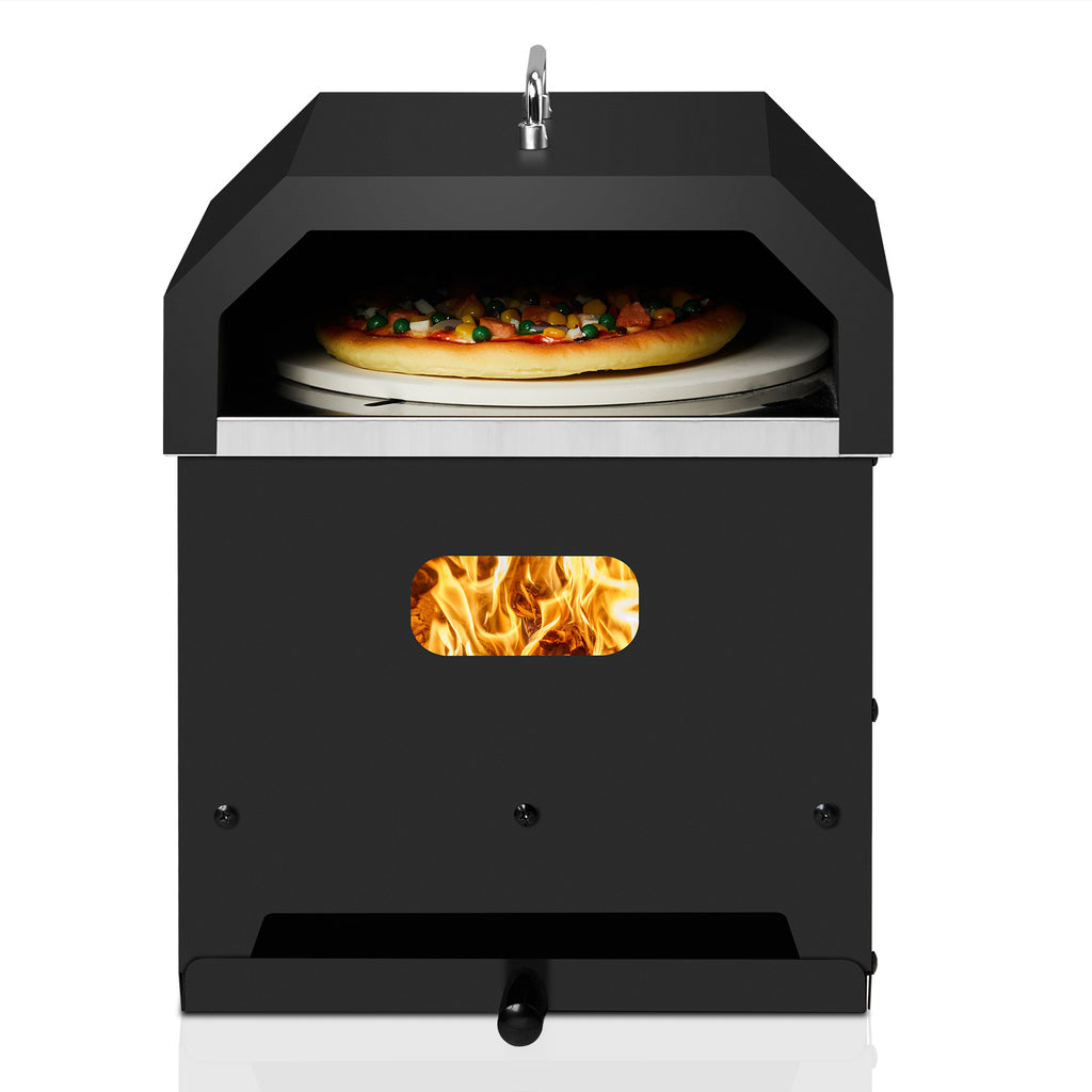 Oven + Grill Black, Square Pizza Oven With Handle, Iron Charcoal Oven