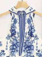 2025 Women's Neck Hanging Dress, Sleeveless Dress, Flower Printed Dress Women's Dress