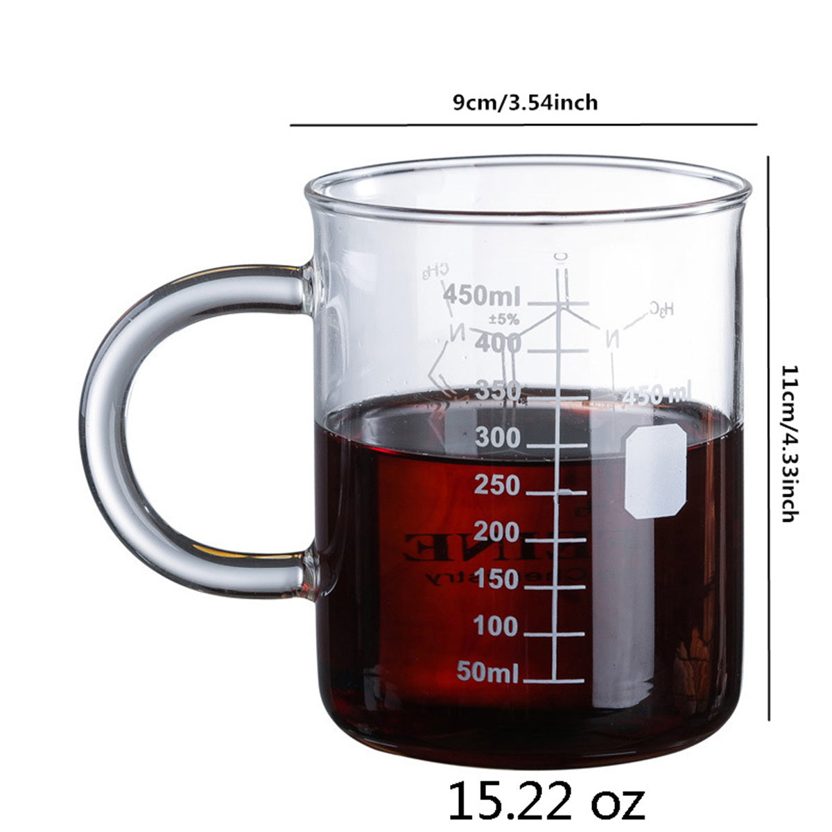1 PC Transparent Tape With High Borosilicate Glass Cup, Coffee Cup, Coffee Sharing Cup With Scale Identification