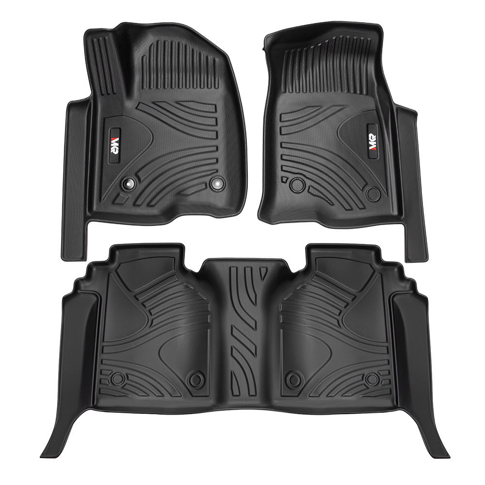 Black Friday Sale MKR Floor Mats For Chevy Silverado GMC Sierra 1500 2019-2025, 2020-2025 SLV SRA 2500 3500 HD Crew Cab With Rear Under-Seat Storage