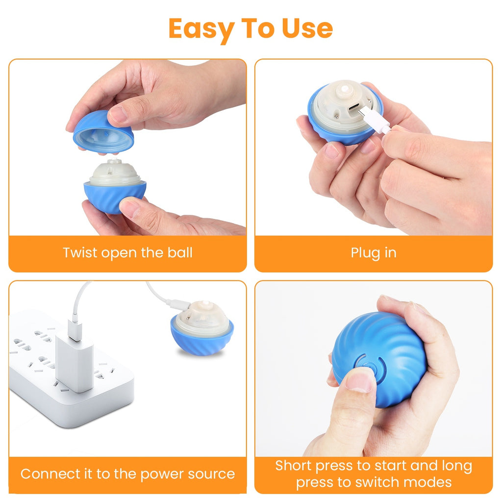 Cats Hide And Seek Mouse Catching Game 1Pc Cat Toys Ball Fast Rolling In Rechargeable Motion Activated Interactive Pouch Cat Toys For Indoor