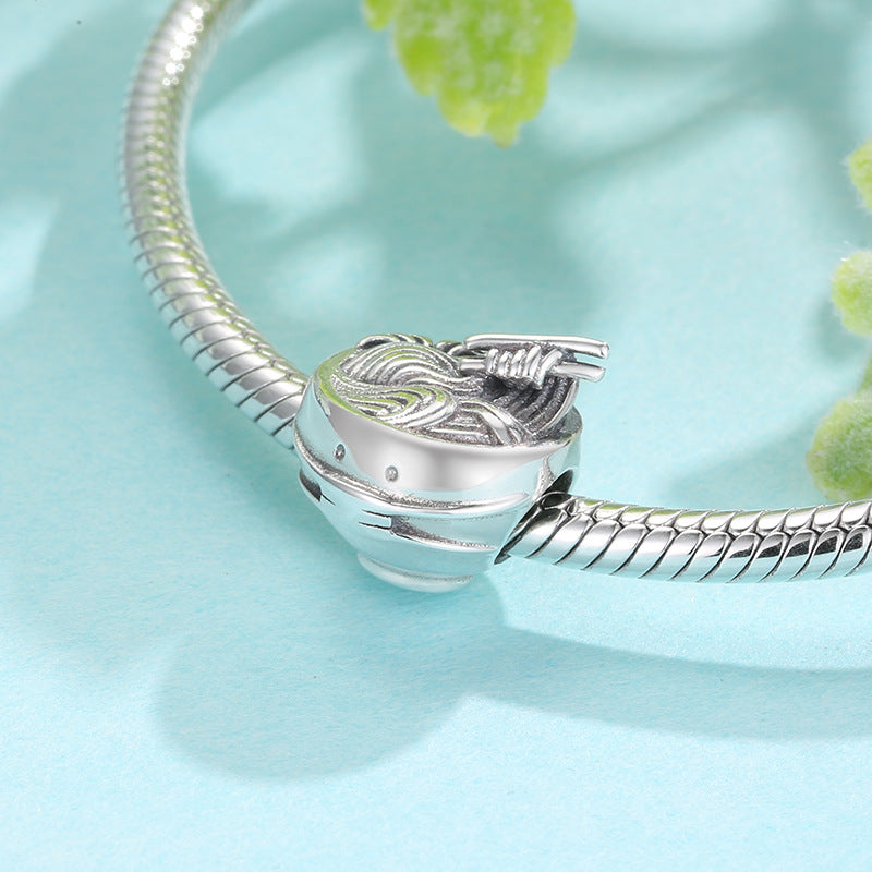 S925 Sterling Silver Beads Zongzi Hot Pot Drink Bracelet With Mask Diy Accessories Beads
