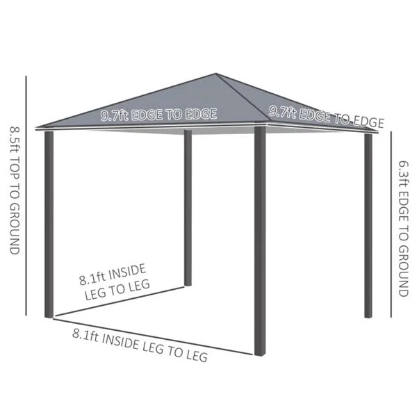 Patio Gazebo 10ft X 10ft Patio Gazebo-Black-AS