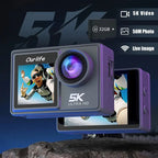 5K Action Camera Ourlife 5K 30fps Action Cam 50MP EIS Wifi Wireless Dual Screen Vlog Camera With 32GB Memory Card
