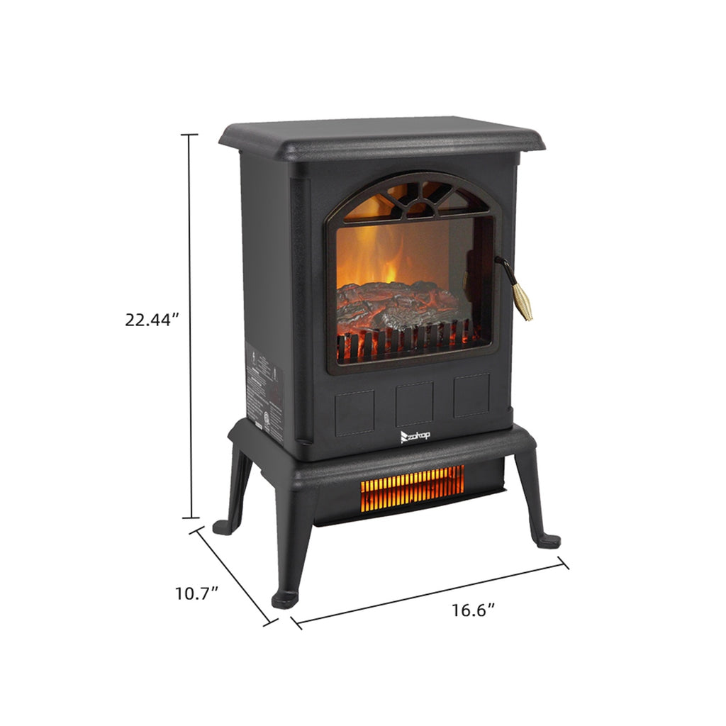 Vertical Fireplace HT1108 1500w Vertical Fireplace Machinery Fake Firewood Single Color 2 Quartz Tubes Black