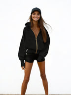 New Women's Jacket, Zipper Closure, Hooded Collar, Essential Women's Coat For Autumn And Winter