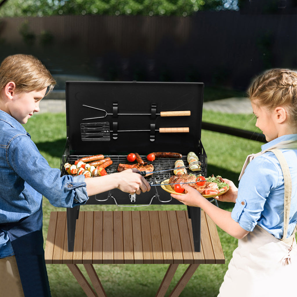 Outdoor Portable Charcoal Grill Black Portable Square Carbon Oven