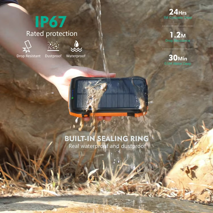 Solar Power Bank New Product Large Capacity 20000mAh 3 USB C Flashlight Ip67 Waterproof High-speed Wireless Charger