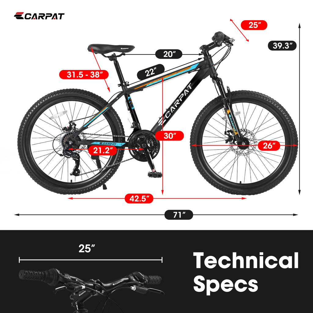 ECARPAT Mountain Bike Bicycle S26102 BLACK-BLUE