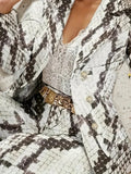 Women's Snake Patterned Suit Pants Two-piece Set, Snake Patterned Suit Pants Set, 2025 New Casual Fashion Set Women's Suit & Pants Printed Slim Fit Pants Set, Women's Clothing