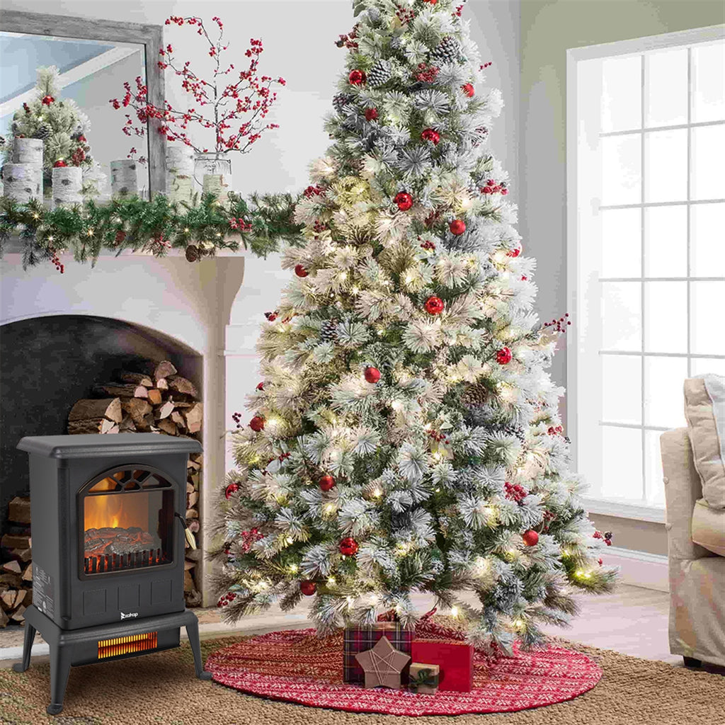 Vertical Fireplace HT1108 1500w Vertical Fireplace Machinery Fake Firewood Single Color 2 Quartz Tubes Black