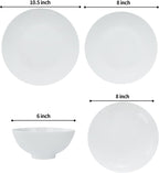 Dandilion Bone China Dinnerware Set, 16 Pieces, Service For 4, Plates, Dishes, Bowls Set, Microwave And Dishwasher Safe, Ivory White With Radial Lines