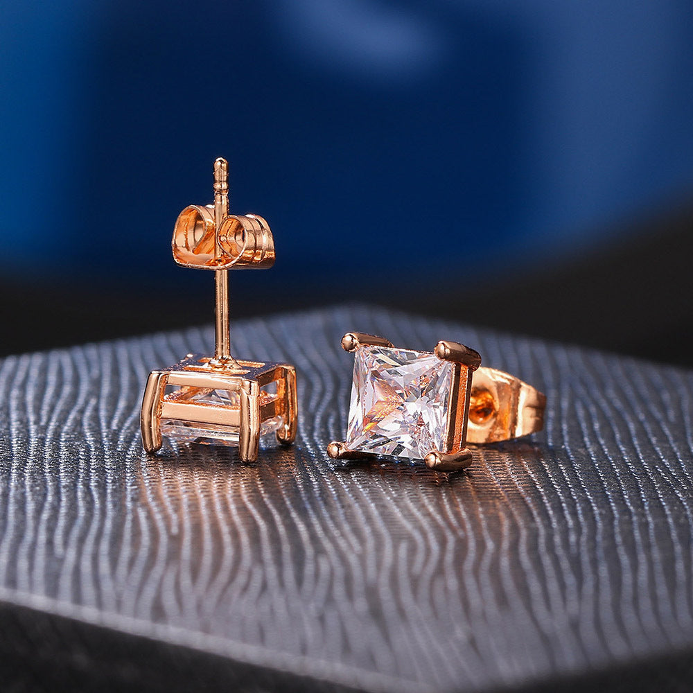 Zircon Classic Hot Selling Product Geometric Stud Earrings Fashion All-match Single Diamond