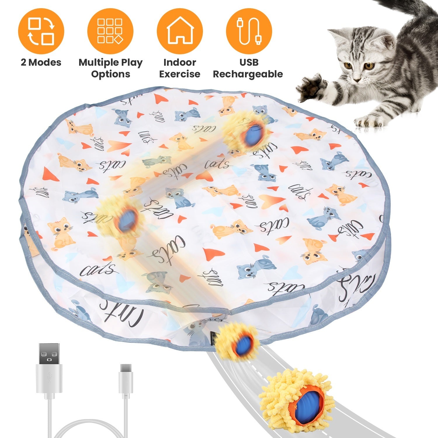 Cats Hide And Seek Mouse Catching Game 1Pc Cat Toys Ball Fast Rolling In Rechargeable Motion Activated Interactive Pouch Cat Toys For Indoor