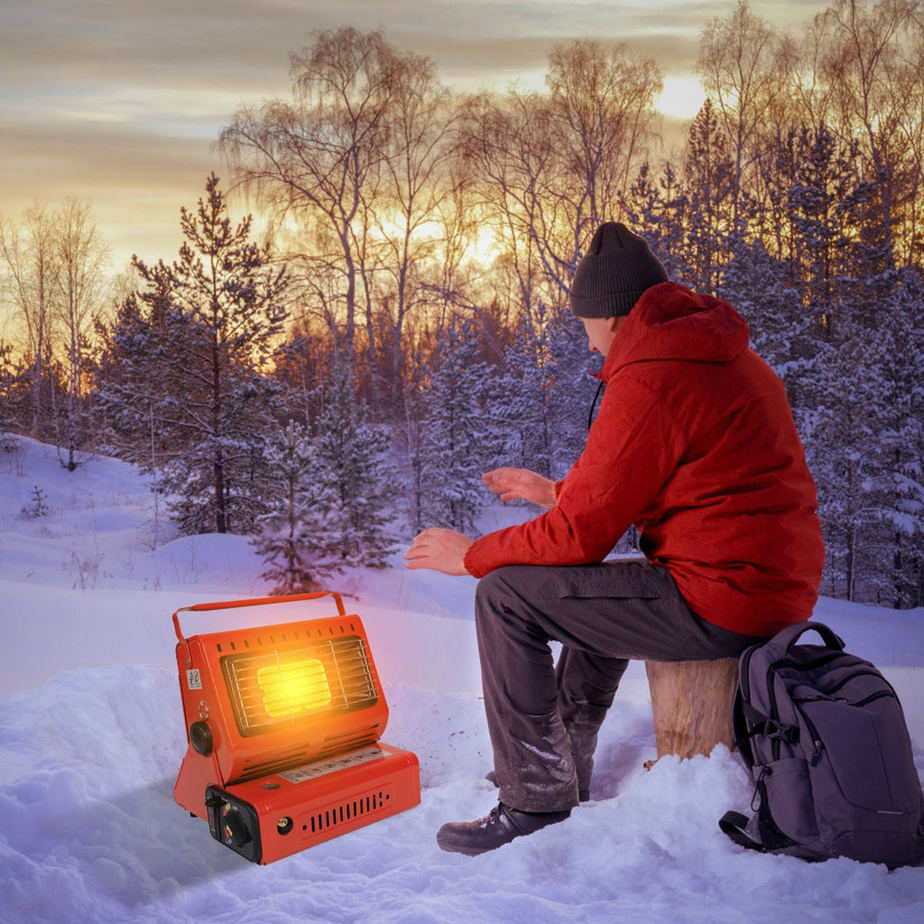 1Pc 2 In 1 Portable Butane Burner Heater Outdoor Butane Gas Heater Warmer Heating Cooking Stove Cooker For Camping Fishing RV Travel Fedex Shipping