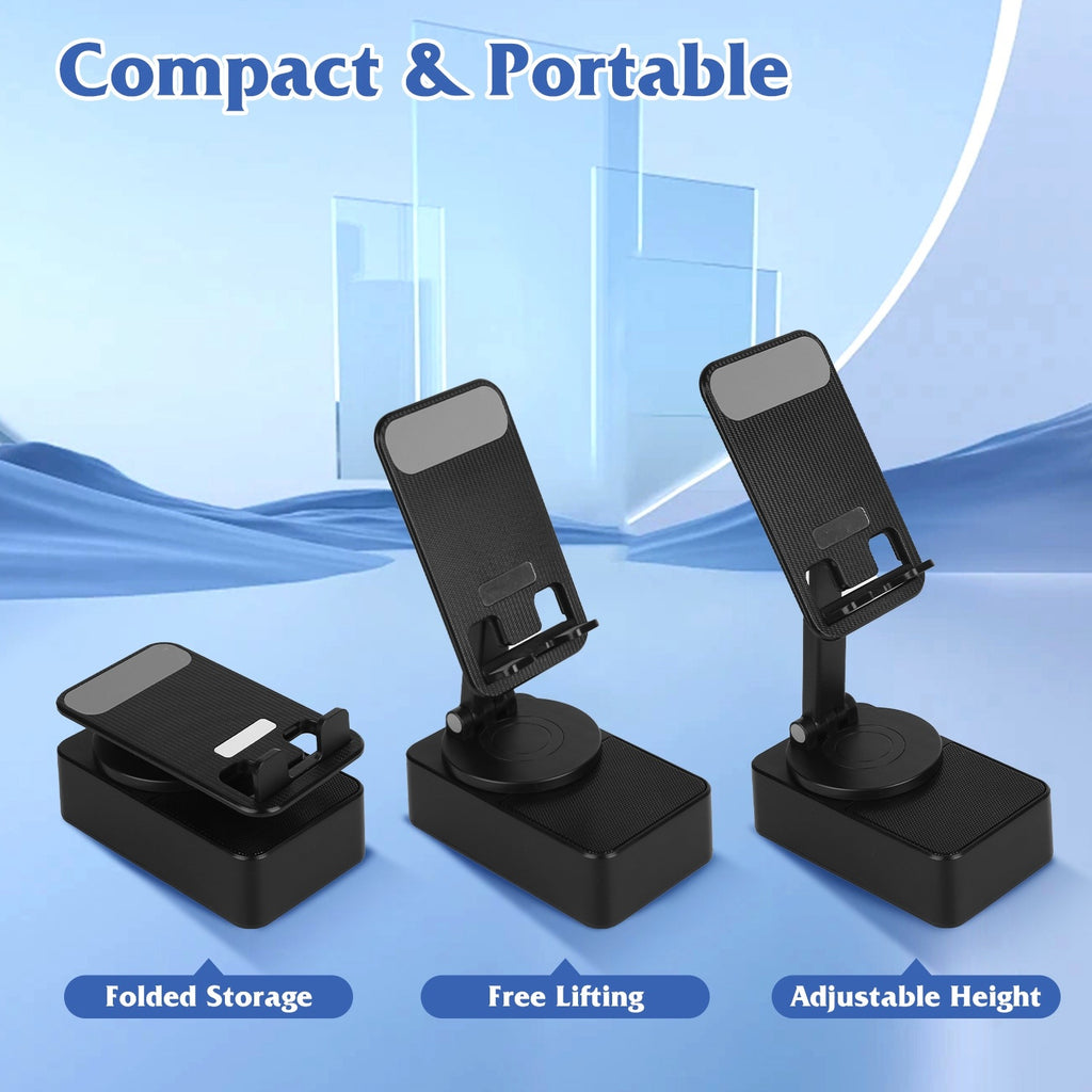 iPhone iPad 1Pc 4 In 1 Foldable Wireless Speaker Phone Stand With Power Bank 360Degree Rotatable Stand Wireless Speaker 5000mAh Battery RGB Light For iPhone iPad