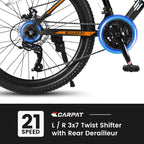 ECARPAT Mountain Bike - 21 Speed Bicycle S26102-BLACK-ORANGE