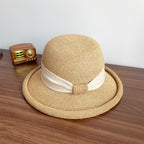 French Straw Sun Protection Bow Curling Temperament Straw Hat