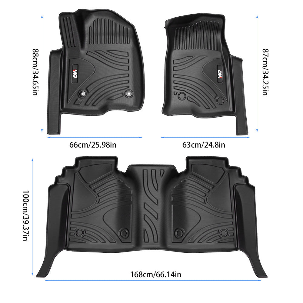 Black Friday Sale MKR Floor Mats For Chevy Silverado GMC Sierra 1500 2019-2025, 2020-2025 SLV SRA 2500 3500 HD Crew Cab With Rear Under-Seat Storage
