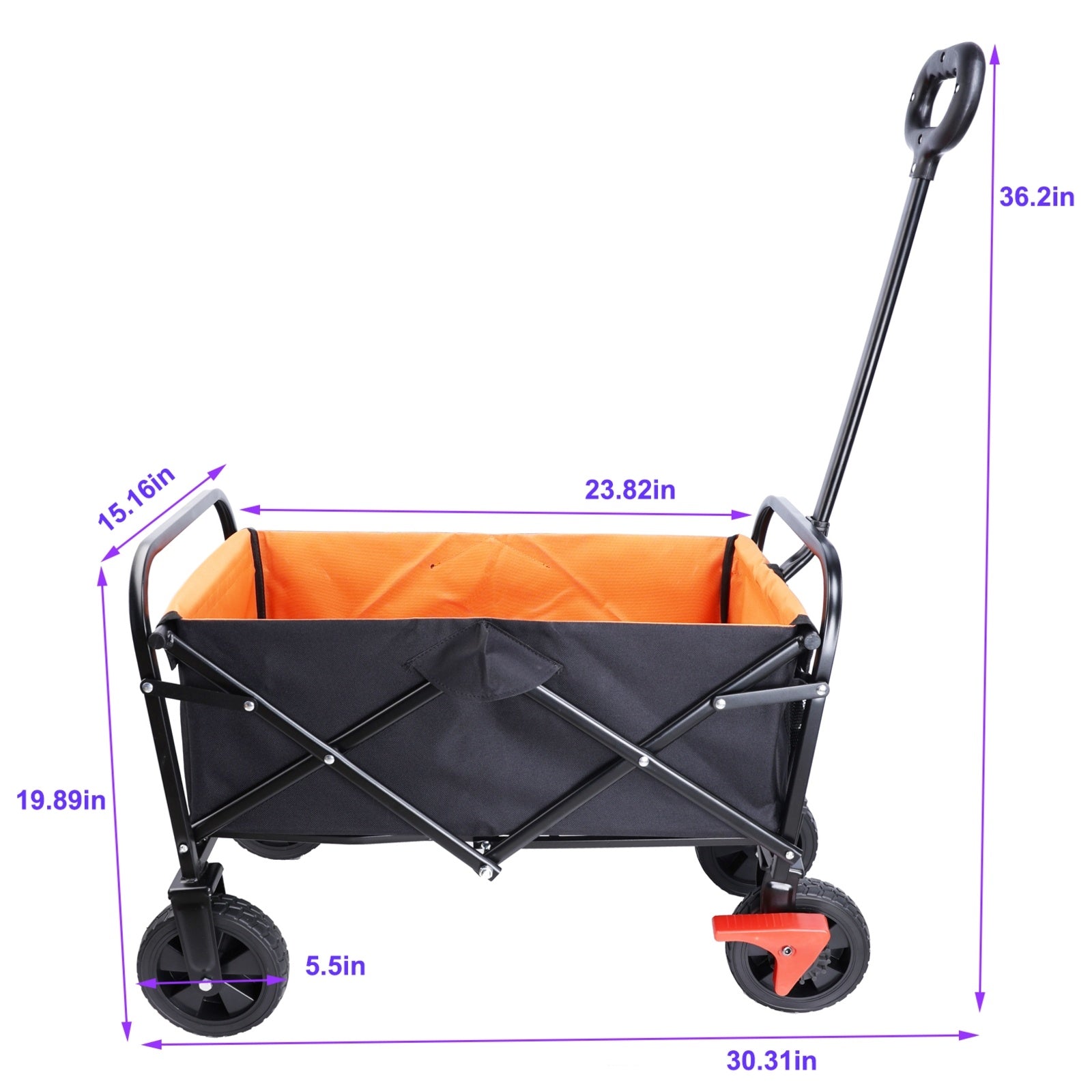Mini Folding Wagon Garden Shopping Beach Cart  Black Yellow Brake