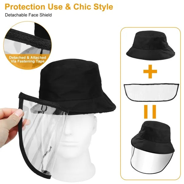 Fisherman Hat Protective Face Shield Removable Sun Bucket Cap