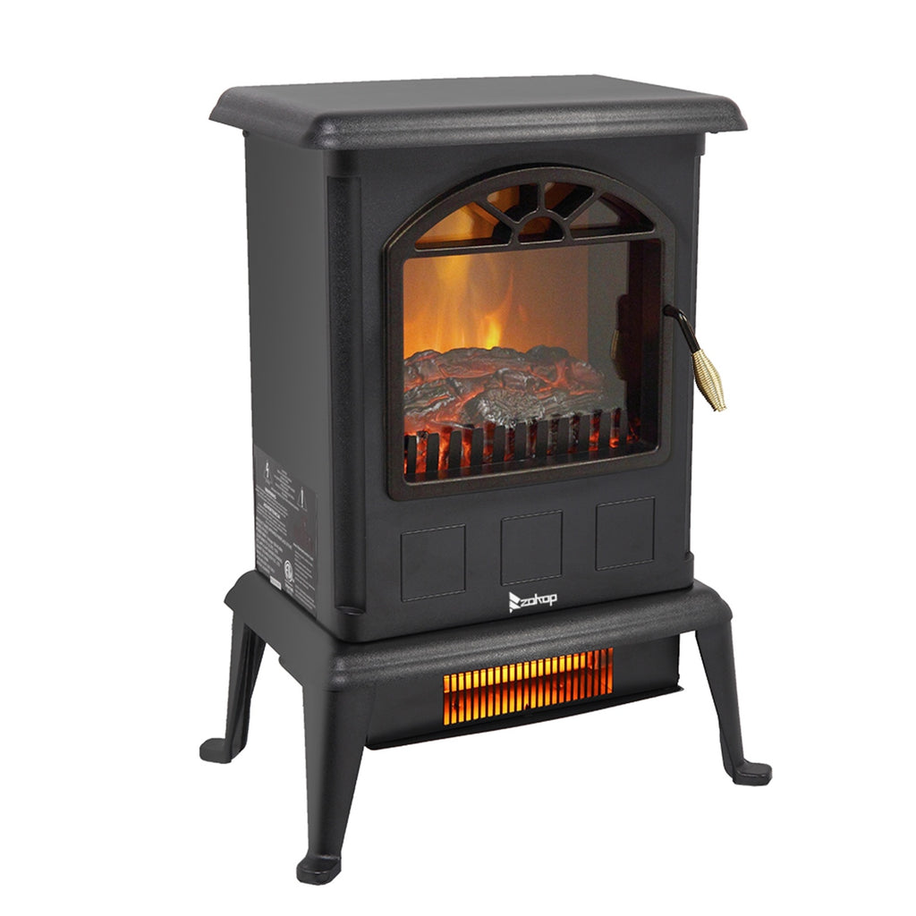 Vertical Fireplace HT1108 1500w Vertical Fireplace Machinery Fake Firewood Single Color 2 Quartz Tubes Black
