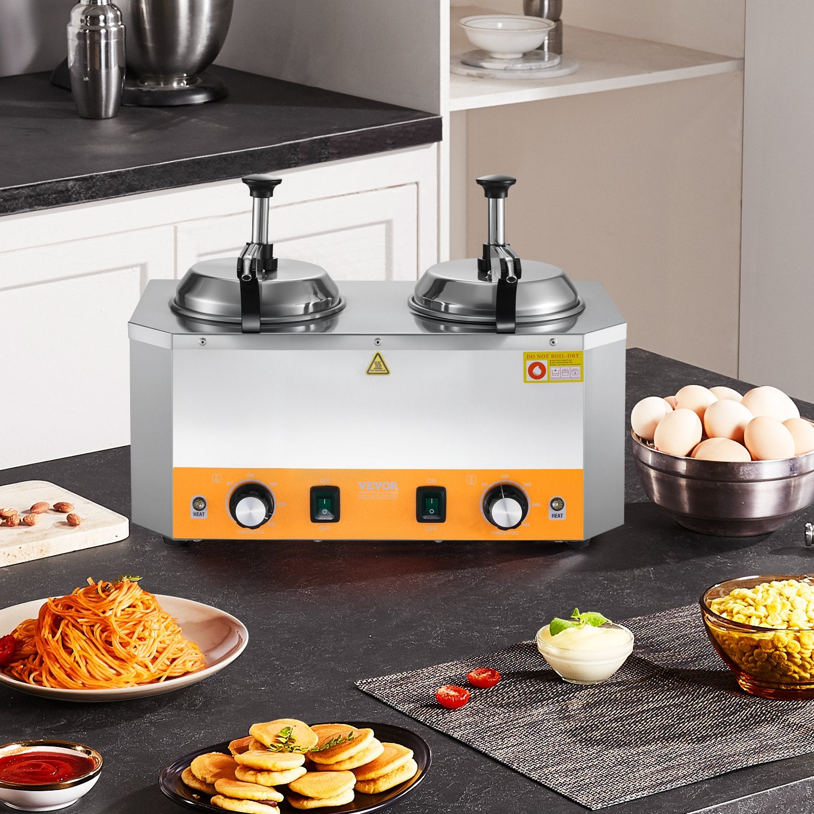 2.4x2 L Electric Cheese Dispenser With Pump Commercial Hot Fudge Warmer 86F-230F