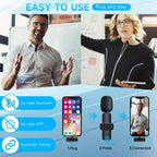 iPhone and Android Wireless Lavalier Lapel Microphone For iPhone iPad Professional Wireless Clip Mic - Cordless Omnidirectional Condenser Recording Mic For Interview Video Podcast Vlog YouTube