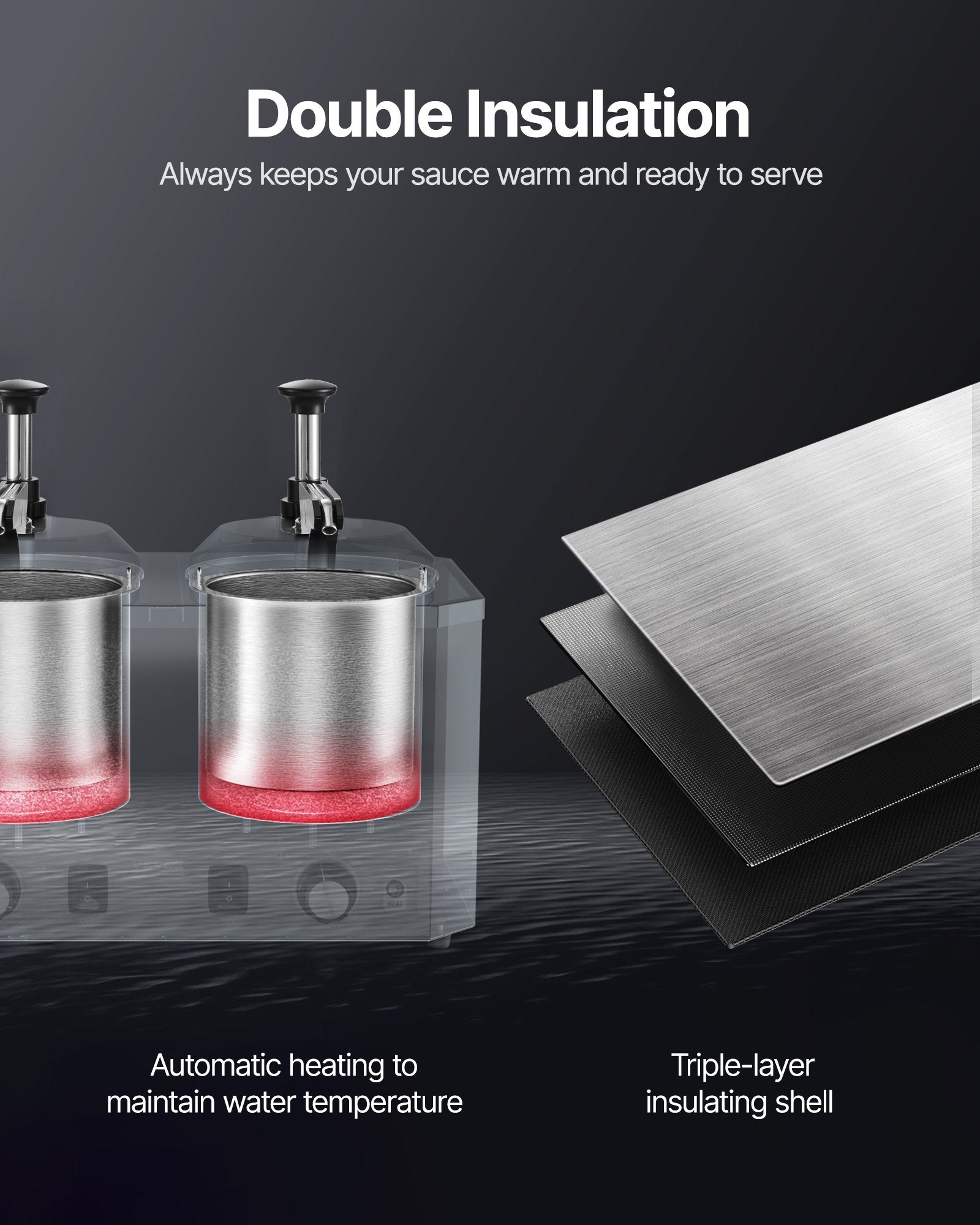 2.4x2 L Electric Cheese Dispenser With Pump Commercial Hot Fudge Warmer 86F-230F