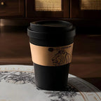 Deodorizing Trash Can 2025 New Elegant Lion Theme Coffee Cup Trash Can Deodorizing Push-On Lid Black And White Odor Resistance High Aesthetic Large Capacity